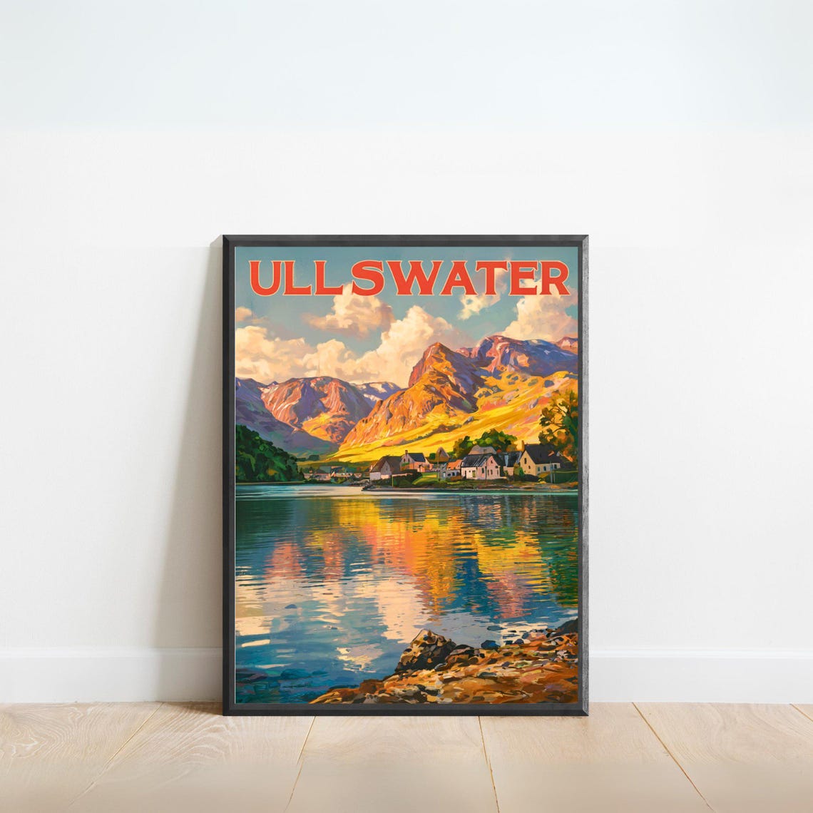 Ullswater England Lake Village Mountain View Vintage Art Poster