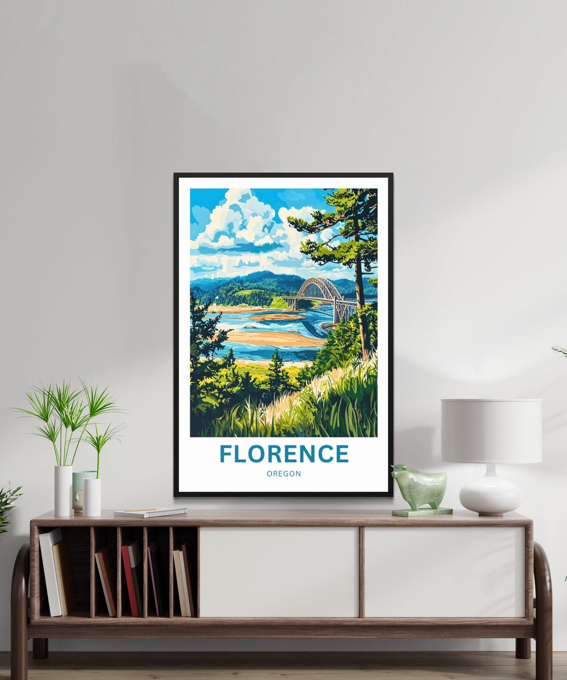 Florence Oregon Arched River Bridge Coastal Scenery Travel Poster - Image 4