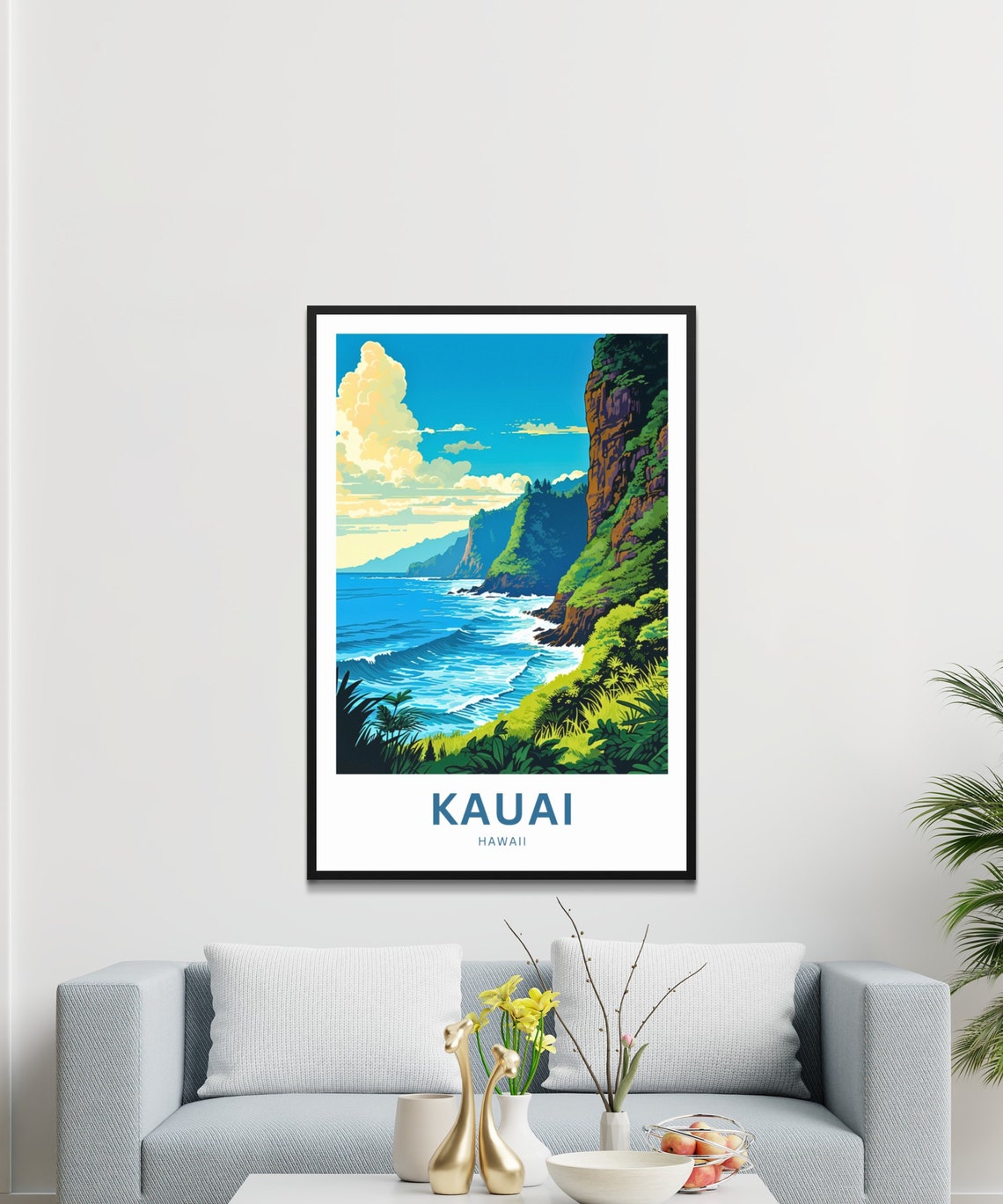 Personalized Kauai Hawaii Sea Cliffs Travel Poster With Custom Text - Image 3