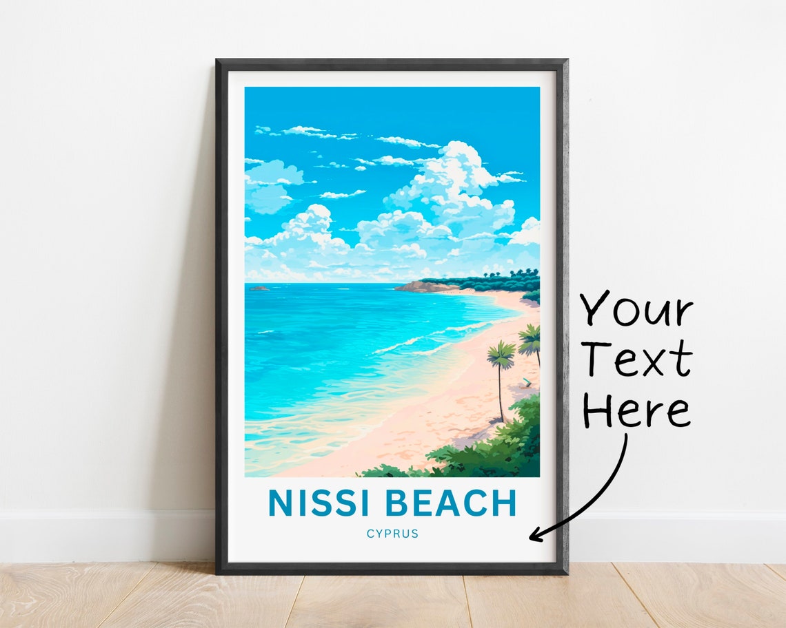Nissi Beach Cyprus Turquoise Sea Palm Fringed Beach Travel Poster - Image 2