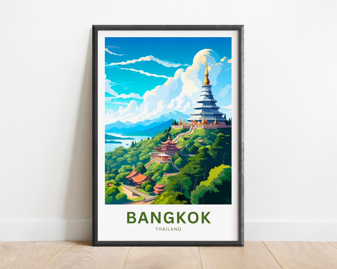 Bangkok Thailand Sophisticated White Chedi Temple View Poster