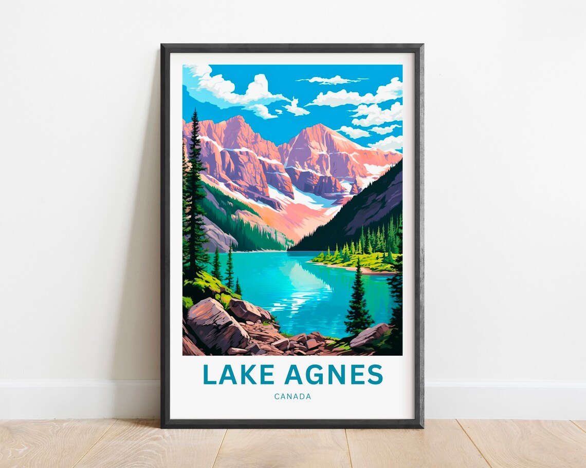 Lake Agnes Travel Poster, Canada Wall Art