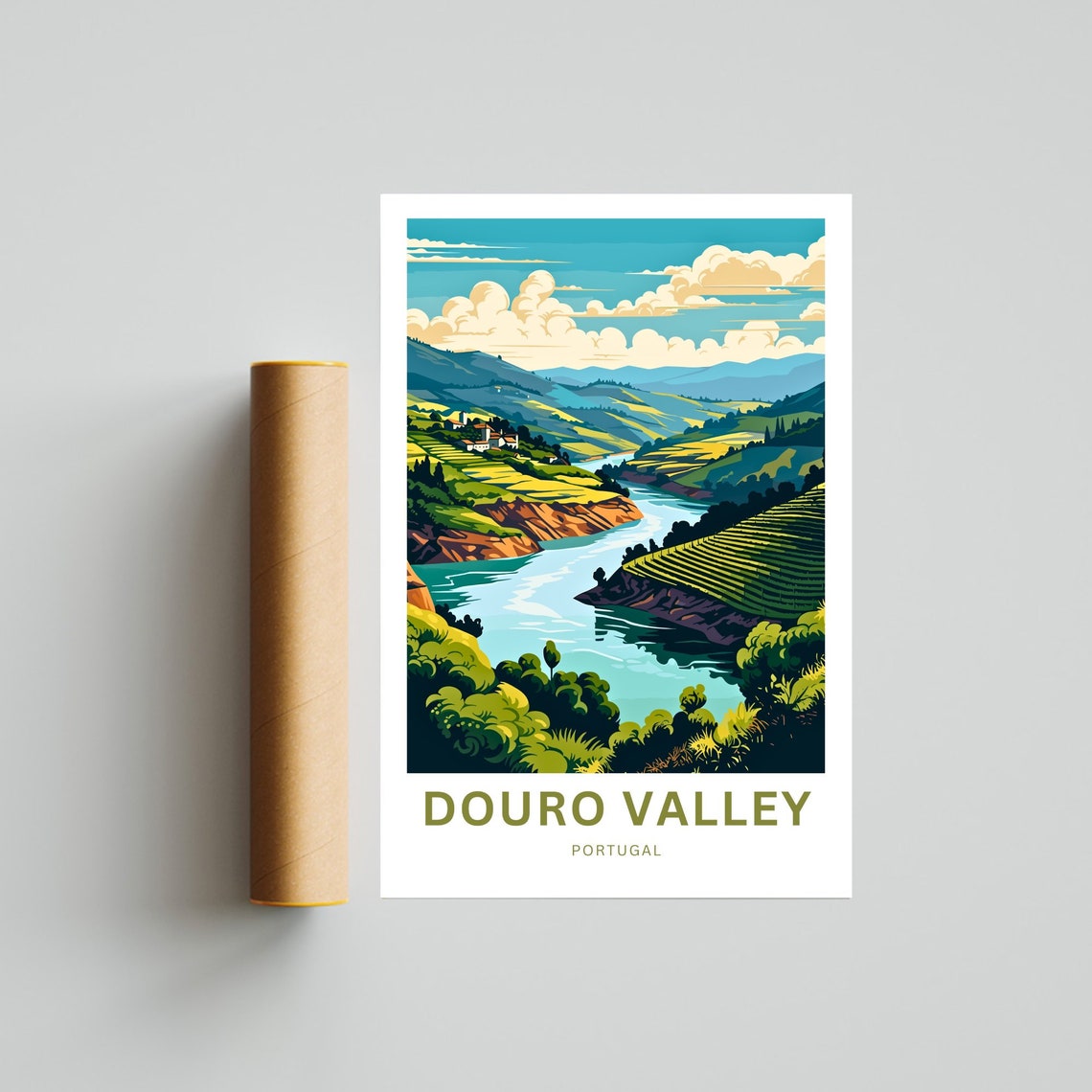 Douro Valley Portugal Turquoise River Bend Custom Wall Poster - Image 4