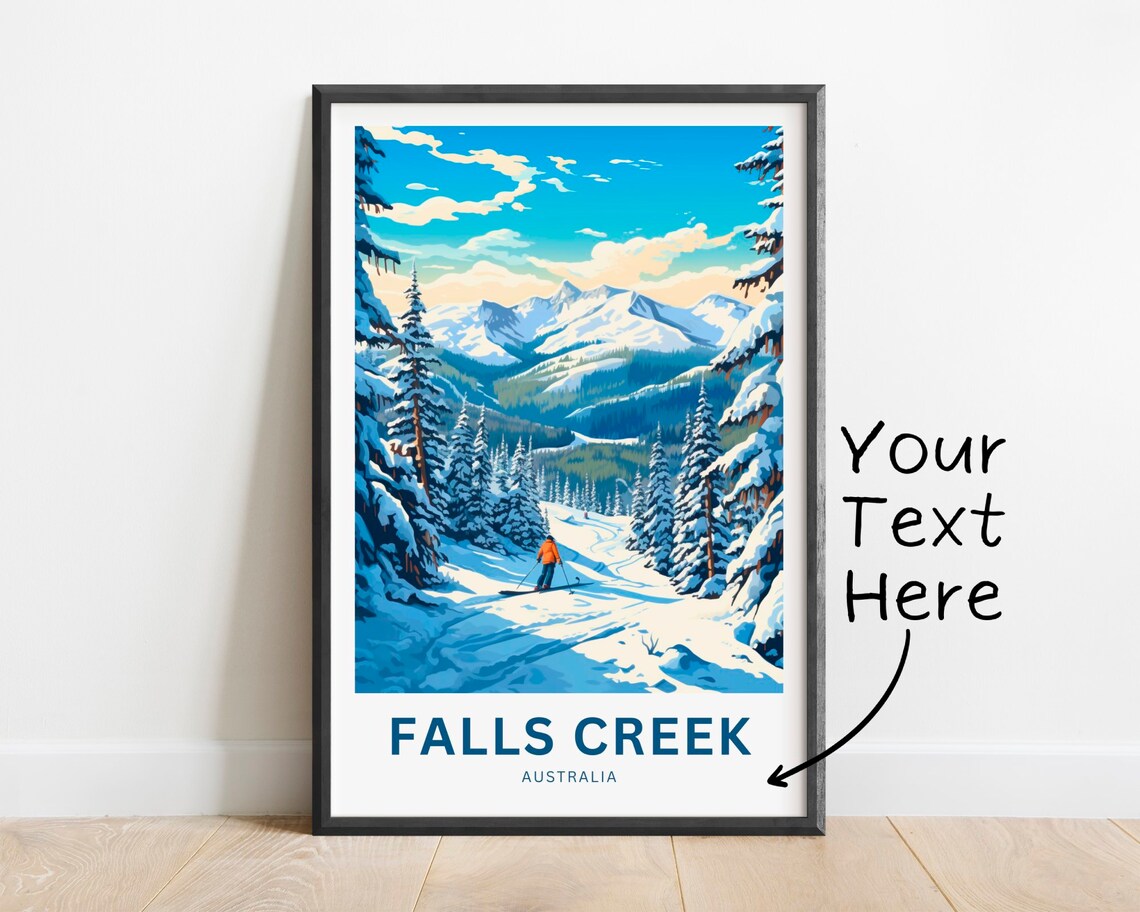 Personalized Falls Creek Australia Ski Mountain Snow Travel Poster