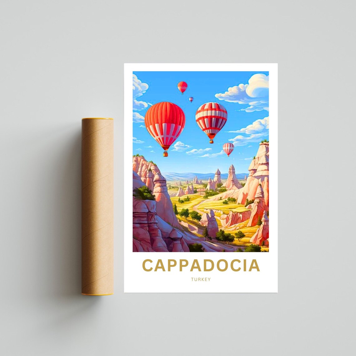Cappadocia Turkey Poster with Hot Air Balloons Over Fairy Chimneys - Image 4