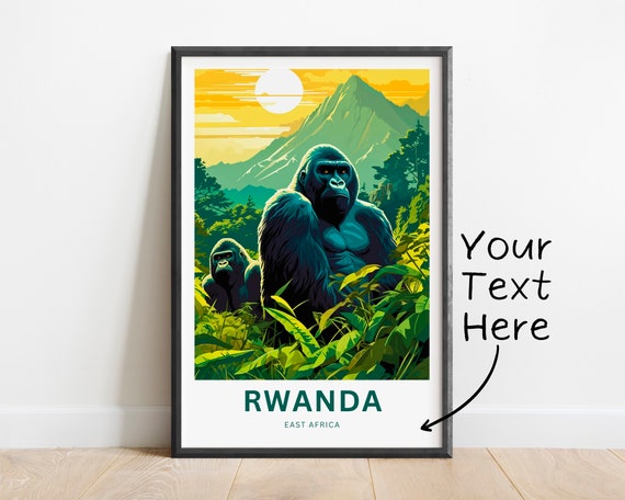 Personalized Rwanda Travel Print Rwanda Poster East Africa Wall Art Framed Present Gift United Africa Decor Custom Text