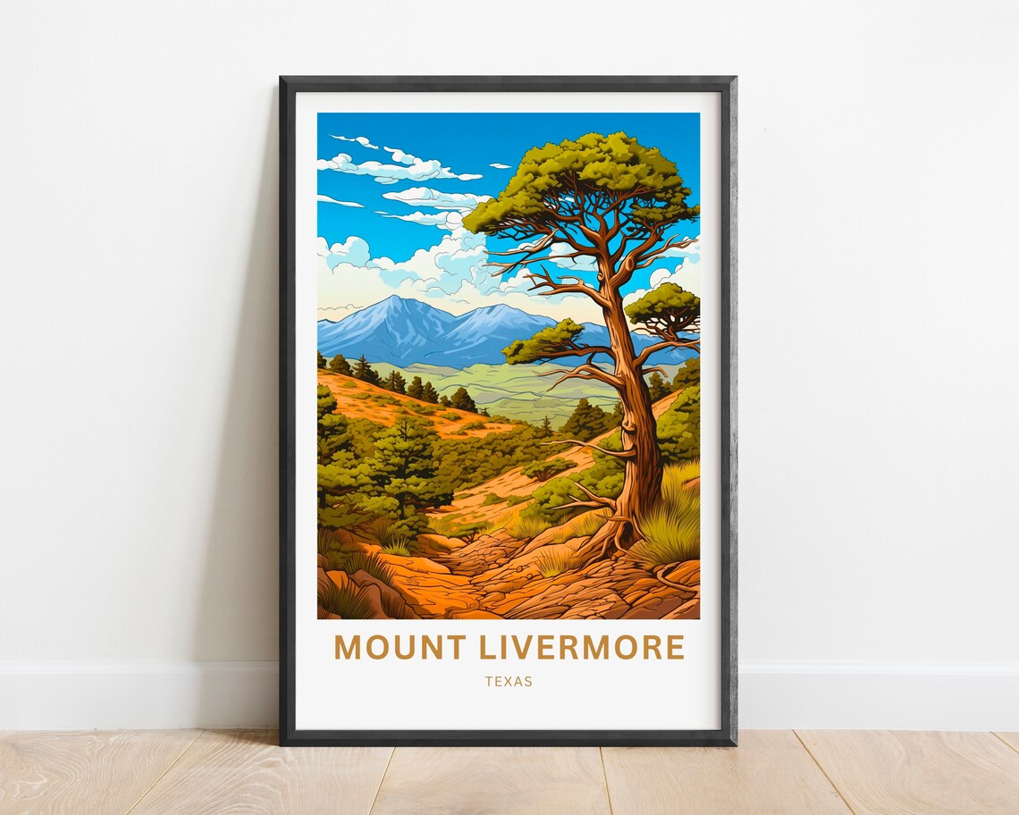 Mount Livermore Texas Rust Canyon Sunset Landscape Travel Poster
