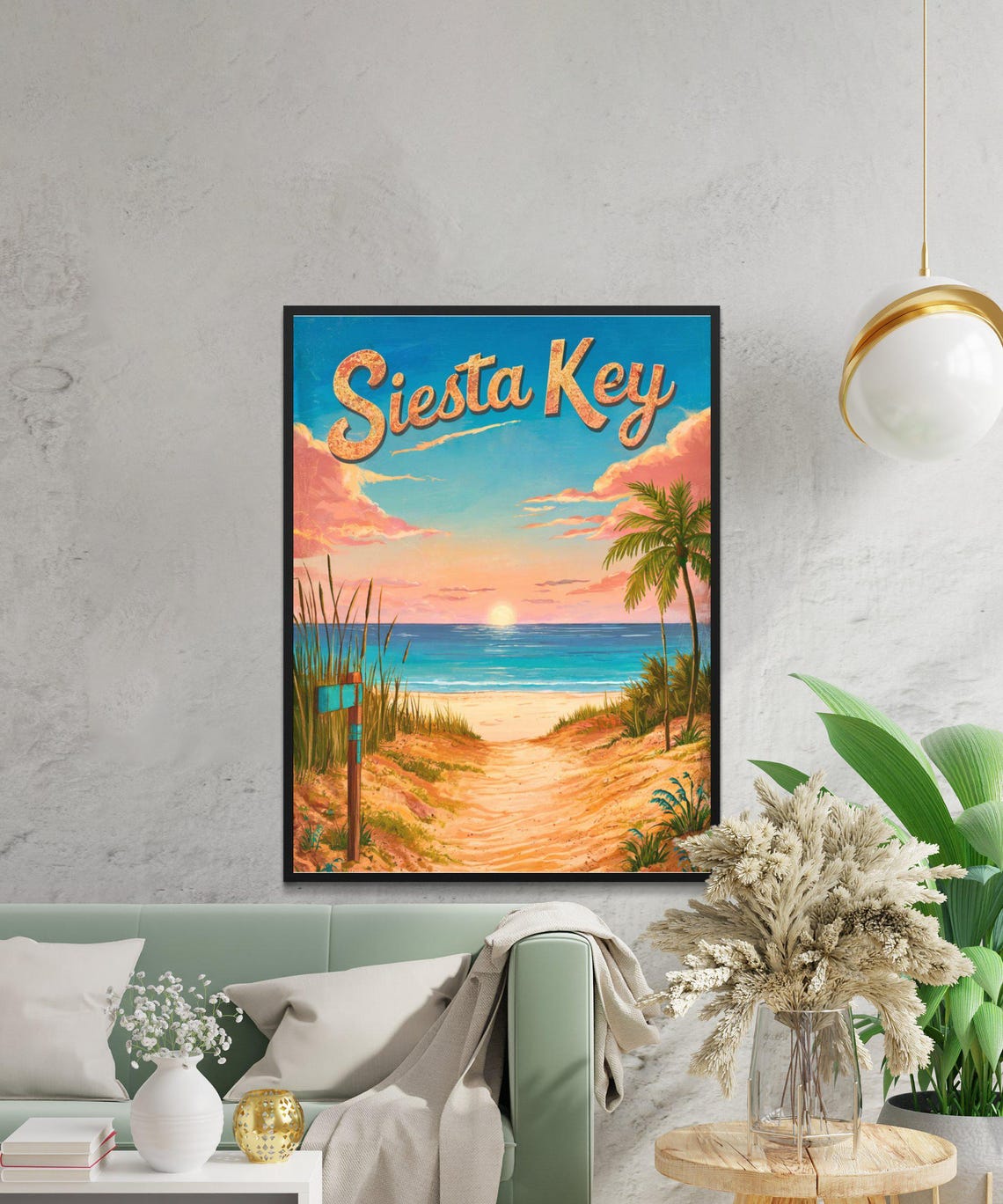 Siesta Key Florida Vintage Sunset Beach Dune Path Travel Poster - Image 3