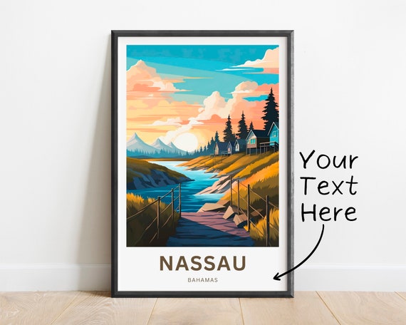 Personalized Nassau Travel Print Nassau Poster Bahamas Wall Art Framed Present Gift Bahamas Present