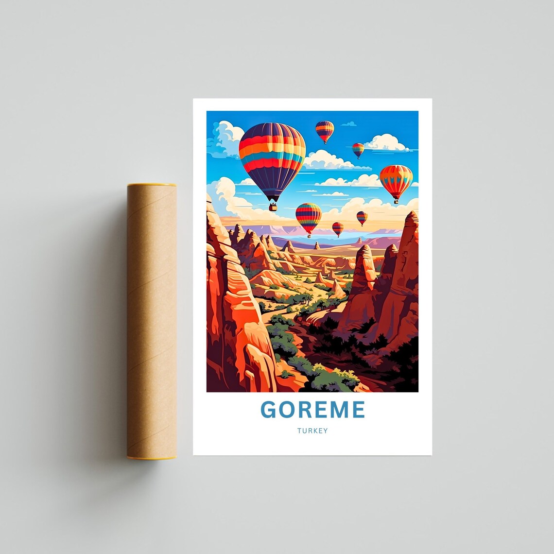 Personalized Goreme Turkey Hot Air Balloon Cave Valleys Travel Poster - Image 4