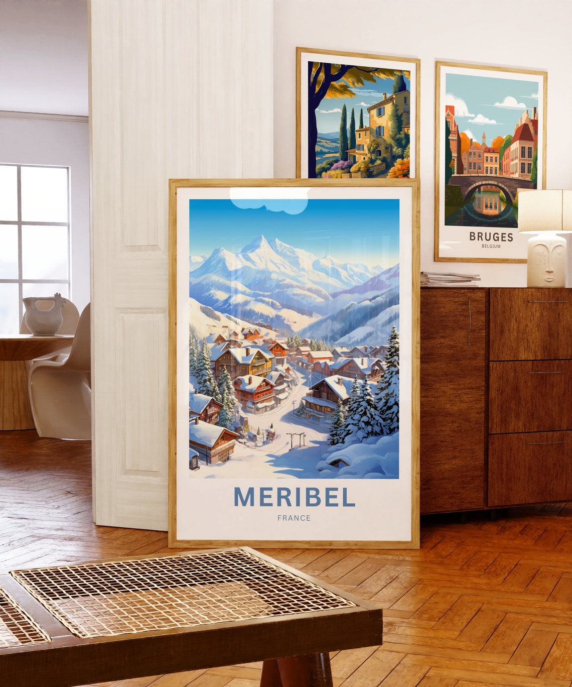 Personalized Meribel France Alpine Peak Village Retro Ski Poster - Image 5