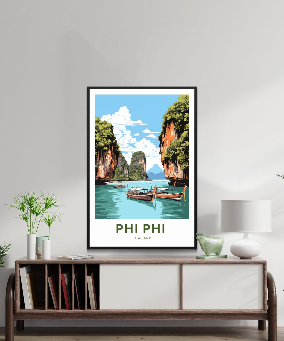 Phi Phi Thailand Towering Limestone Cliffs Longtail Boats Poster - Image 2
