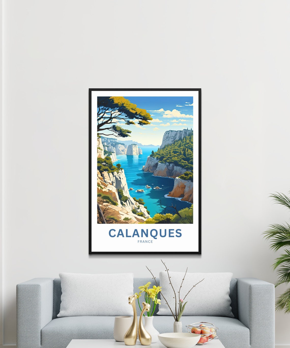 Personalized Calanques France Azure Sea Rock Cliffs Travel Poster - Image 2