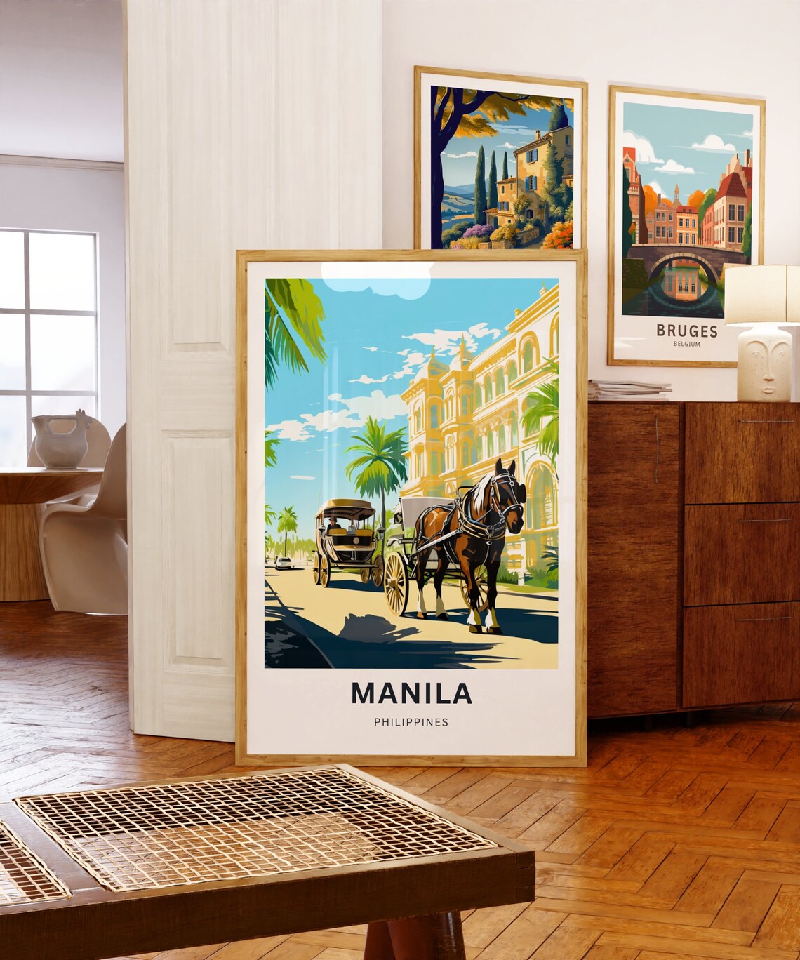 Manila Philippines Horse Drawn Carriage Street Scene Travel Poster - Image 5
