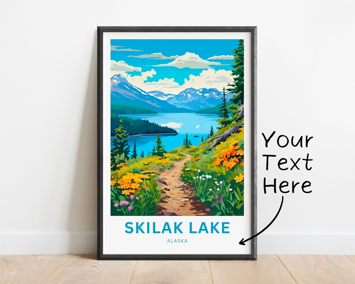 Personalized Skilak Lake Alaska Golden Wildflower Trail Poster