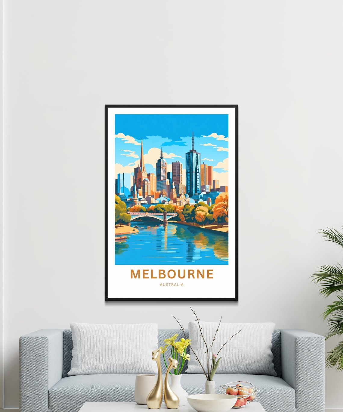 Melbourne Australia Skyline River Bridge City View Travel Poster - Image 3