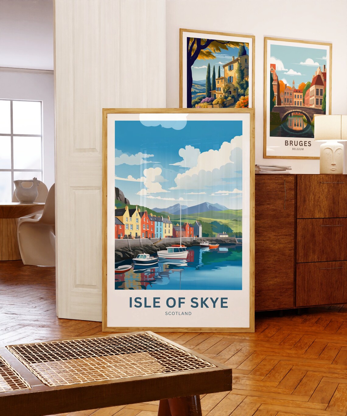 Isle of Skye Scotland Colorful Harbor Boats Mountain View Poster - Image 5