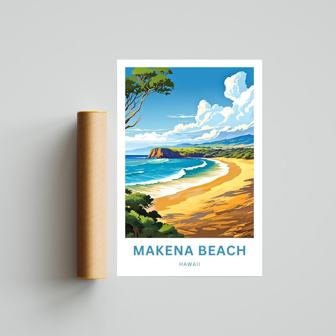 Personalized Makena Beach Hawaii Poster with Golden Sand Coast Art - Image 4