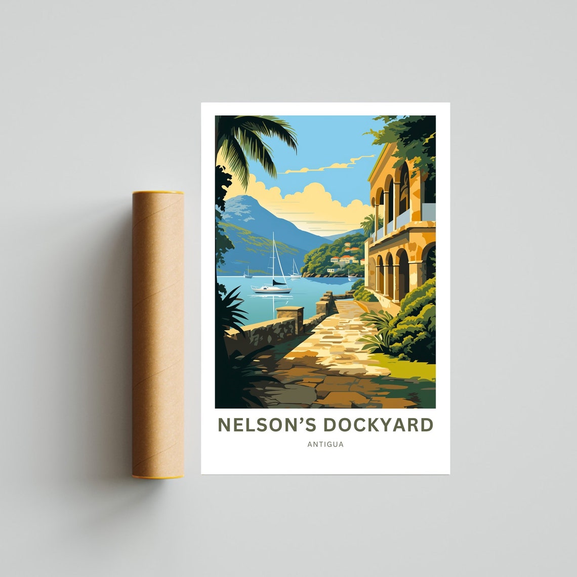 Personalized Nelsons Dockyard Antigua Stone Terrace Travel Poster - Image 4