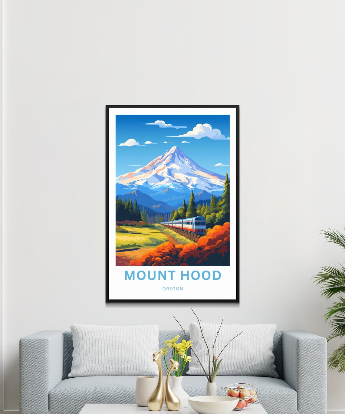 Mount Hood Oregon Scenic Mountain Railway Train Personalized Poster - Image 3