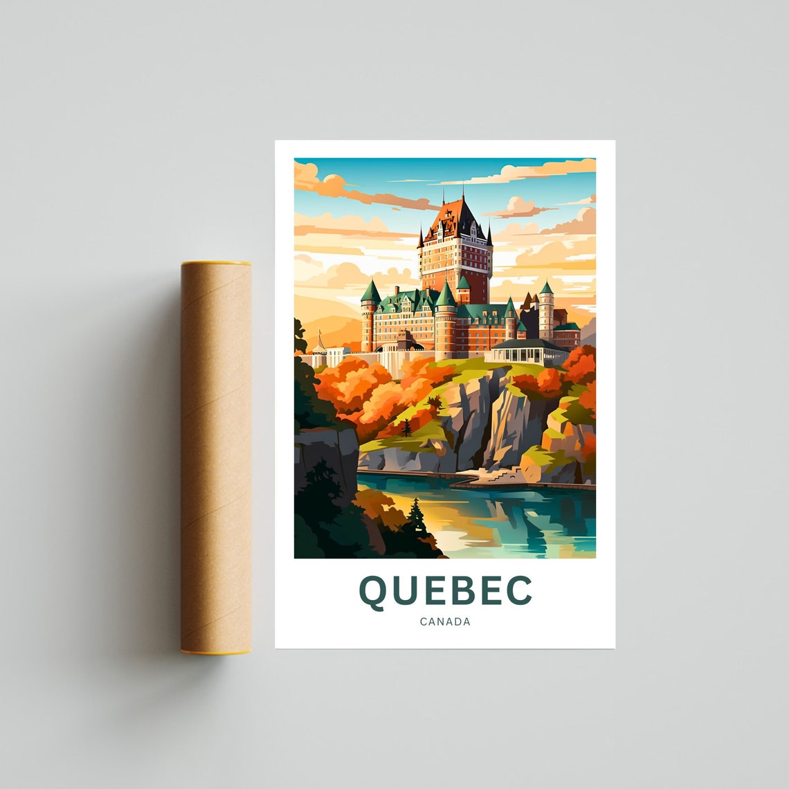 Quebec Canada Chateau Frontenac Autumn Riverside View Poster - Image 4