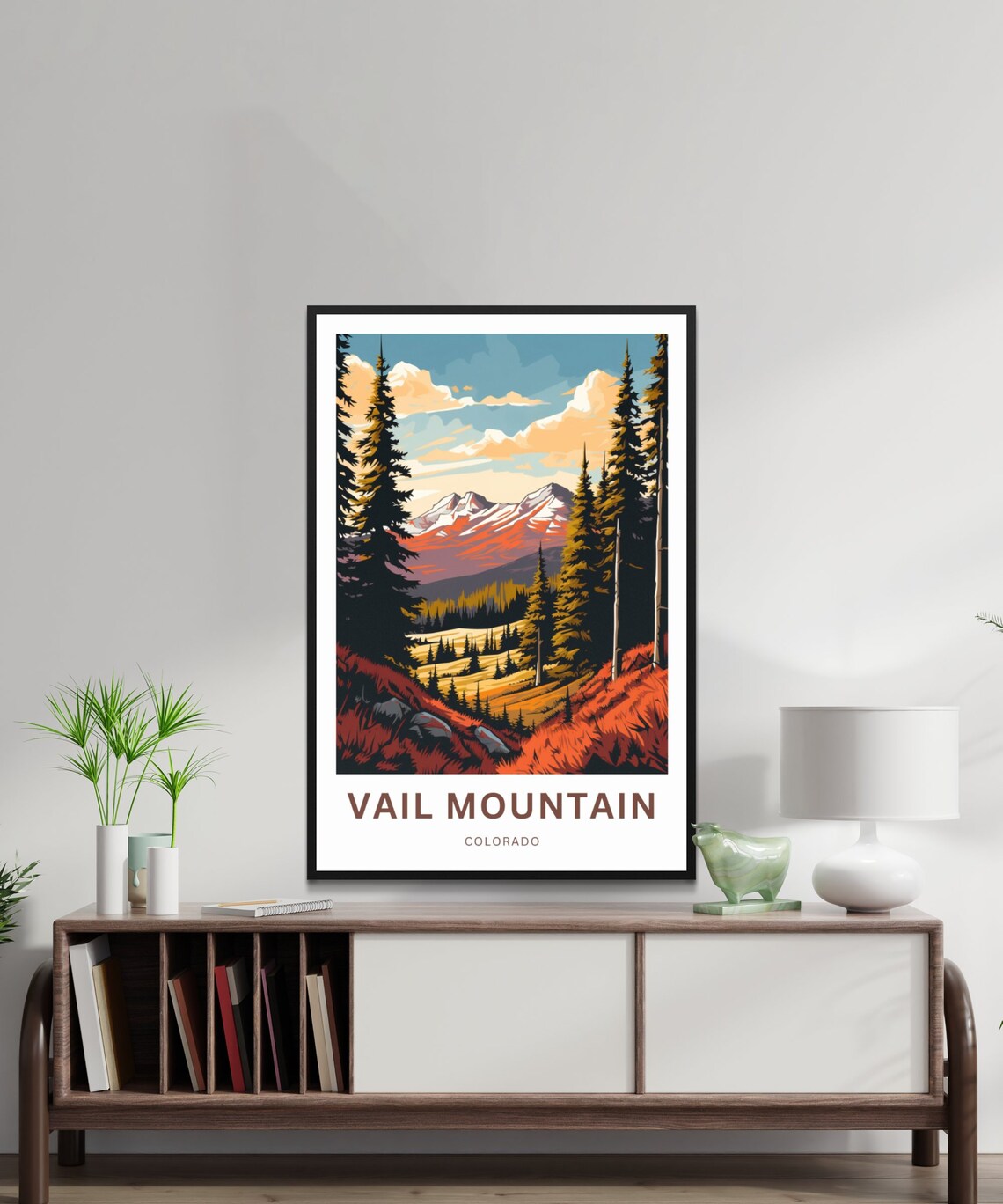 Vail Mountain Colorado Autumn Forest Sunset Peaks Scene Travel Poster - Image 2