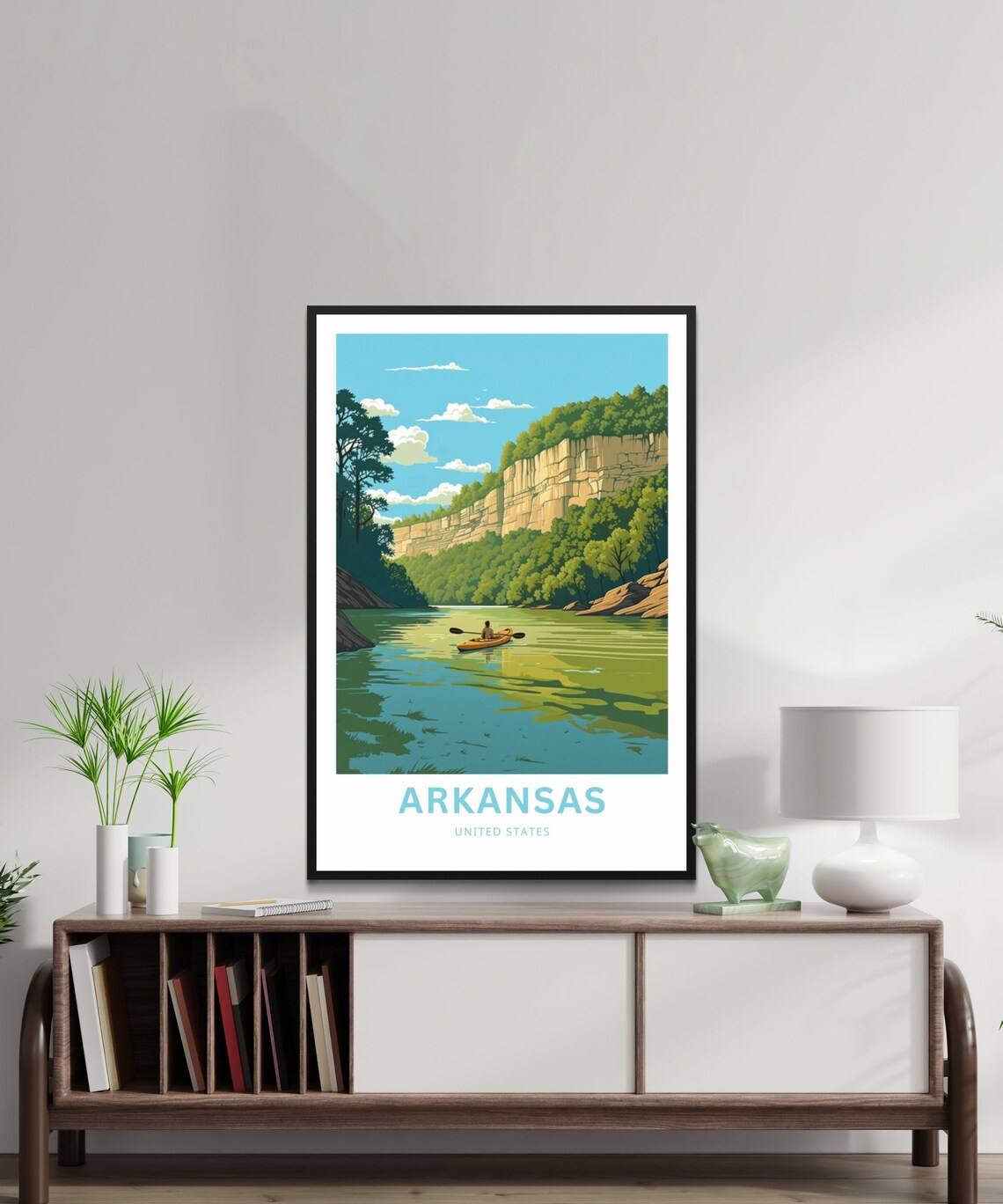 Arkansas River Valley Bluffs Kayaking Scene Vintage Travel Poster - Image 2