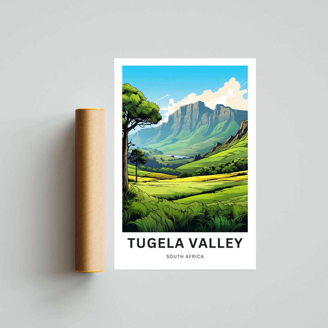 Tugela Valley South Africa Green Valley Cliffs Scenic Travel Poster - Image 4