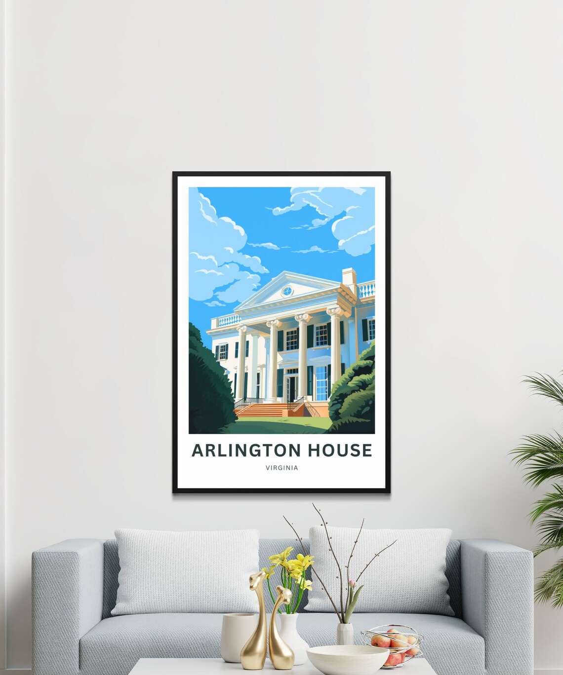 Arlington House Virginia White Columned Mansion Historic Travel Poster - Image 3