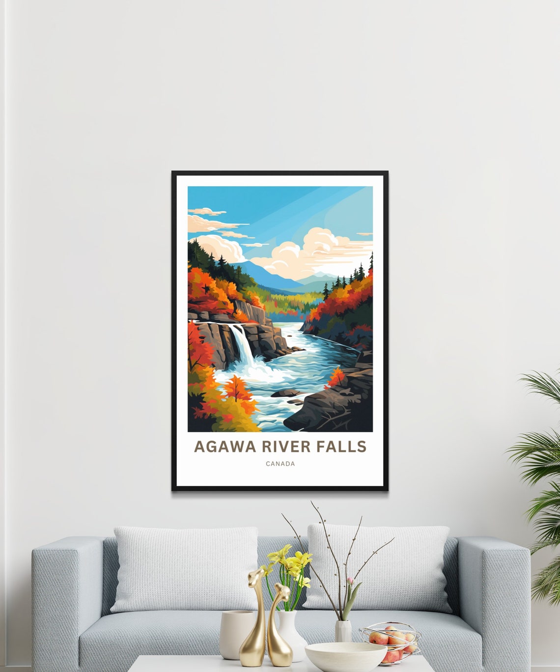 Personalized Agawa River Falls Canada Autumn Rapids Travel Poster - Image 3