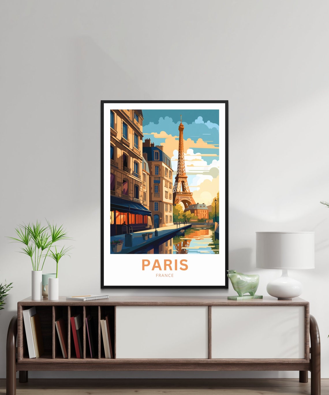 Paris France Eiffel Tower Haussmann Street River Sunset Travel Poster - Image 3