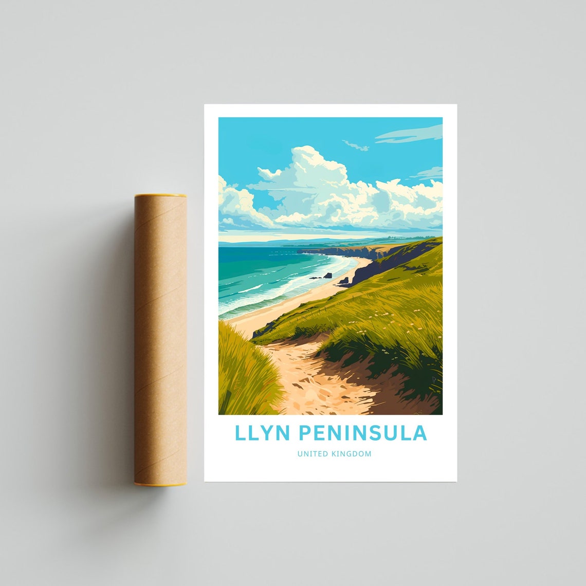 Llyn Peninsula United Kingdom Grassy Cliff Coastal Walk Poster - Image 4