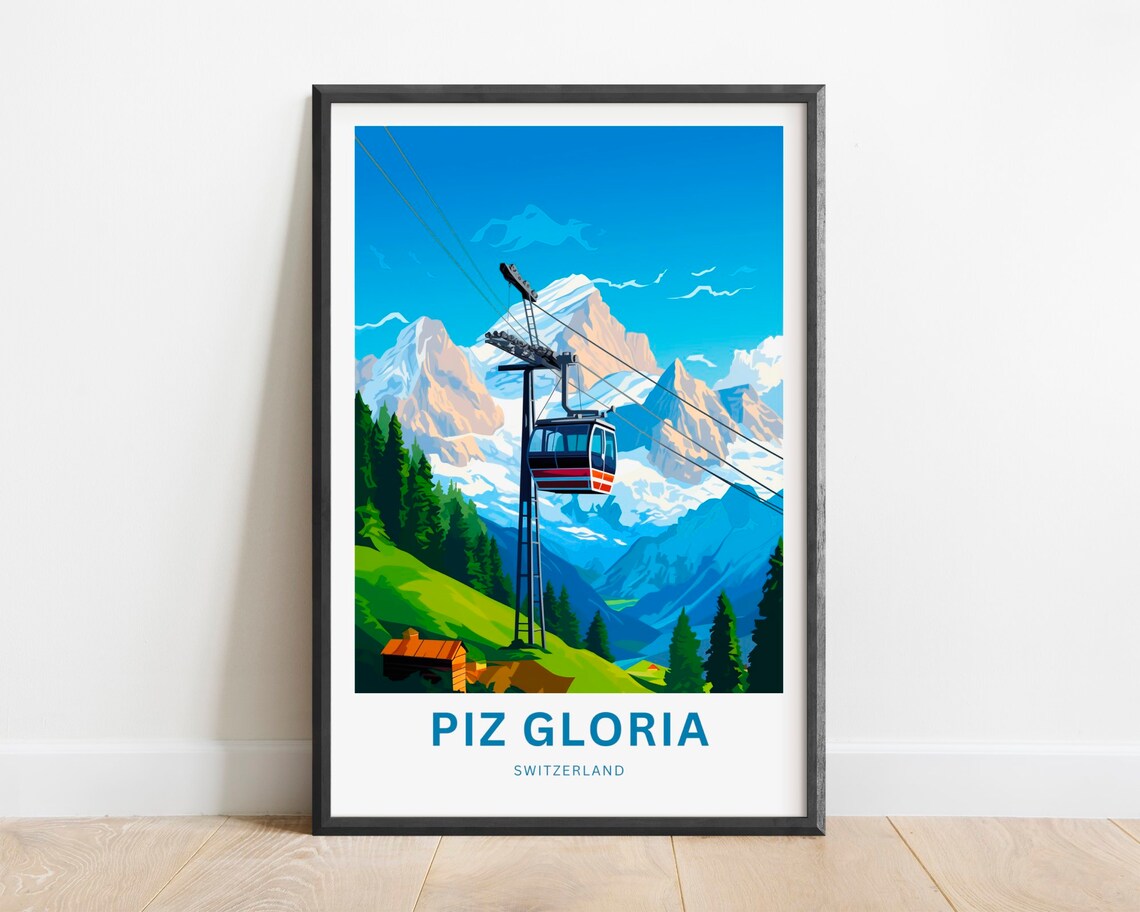Piz Gloria Switzerland Cable Car Gondola Over Alpine Valley Poster