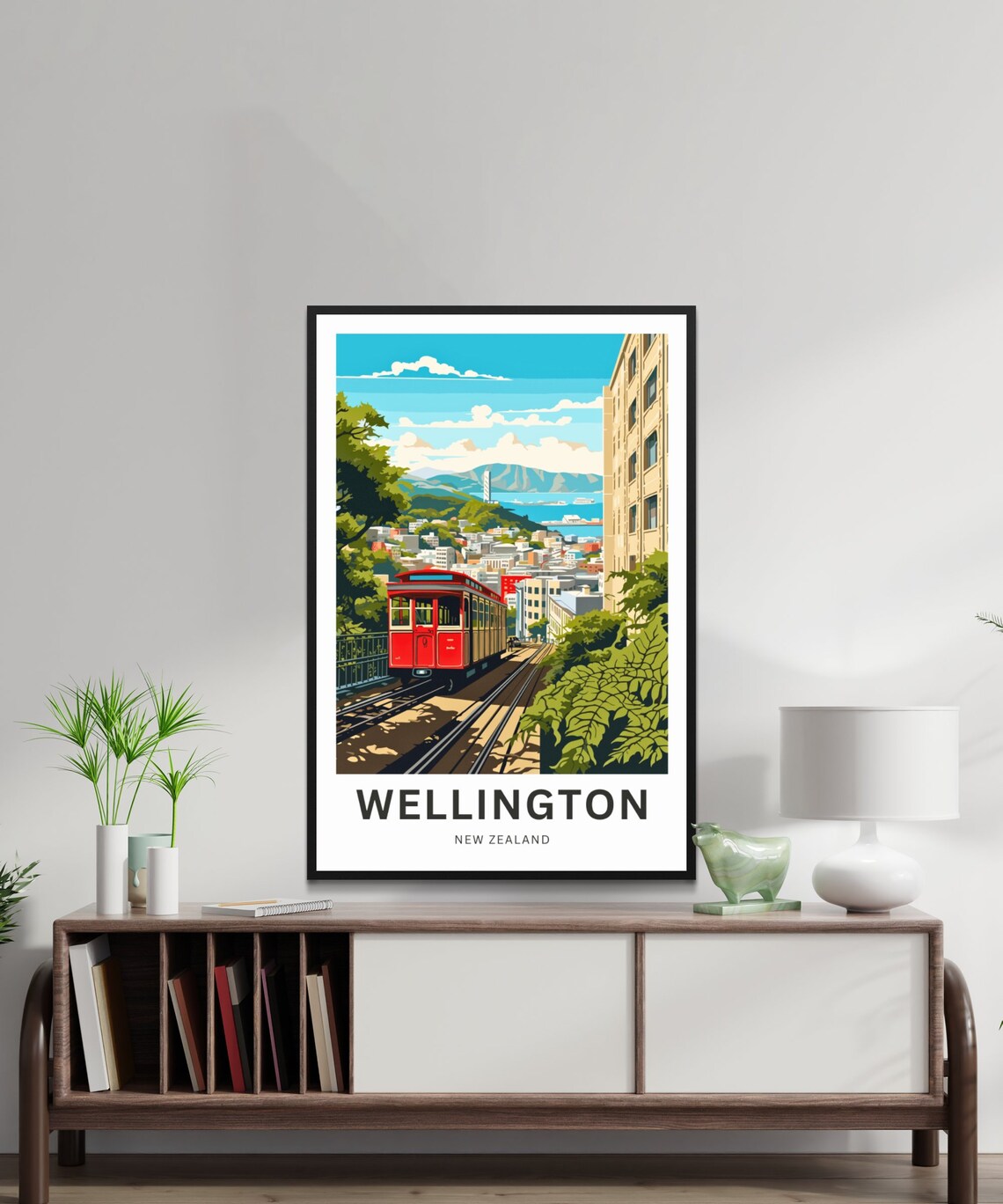 Wellington Cable Car Harbor View Custom New Zealand Travel Poster - Image 2