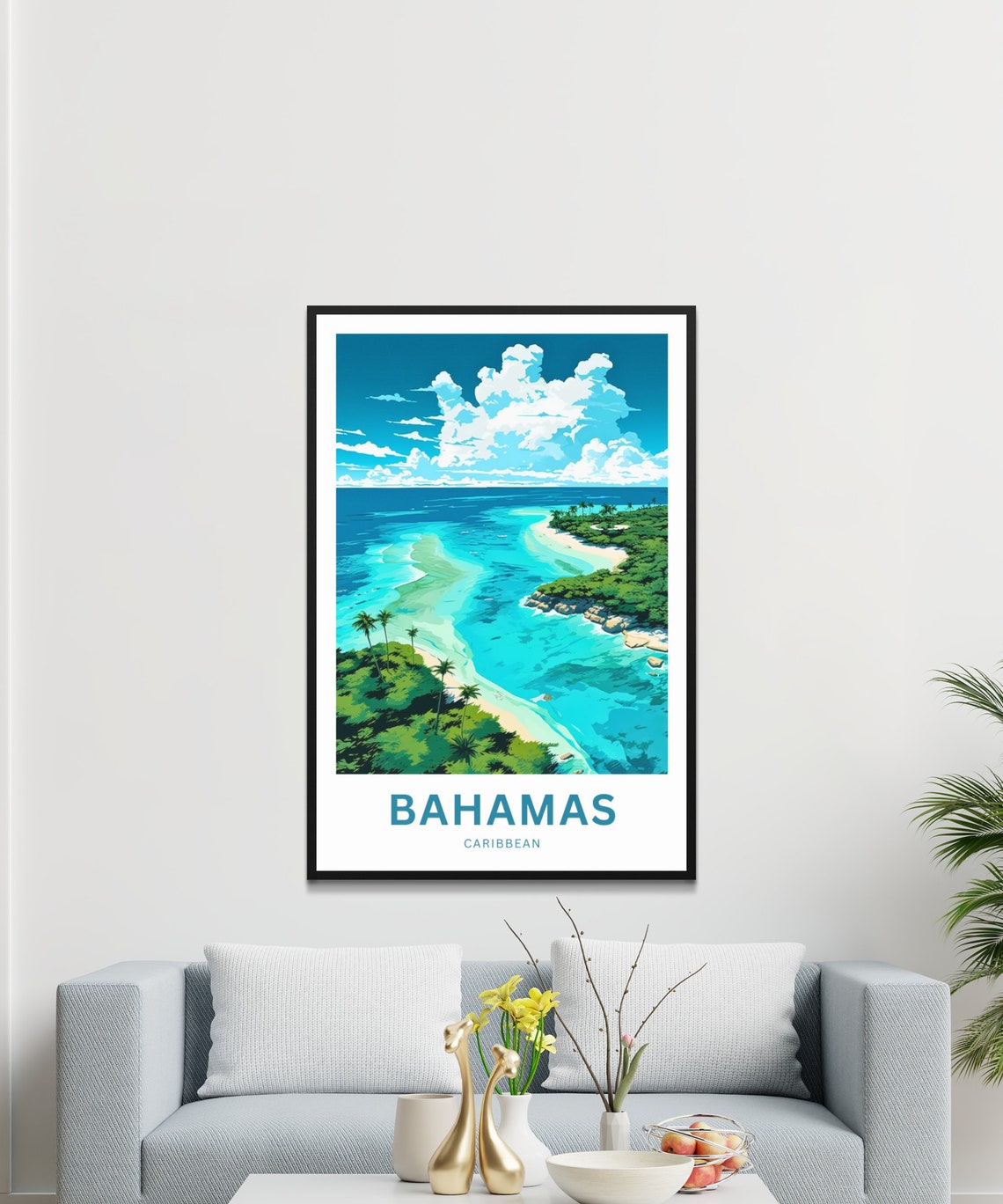 Personalized Bahamas Travel Print Bahamas Poster Caribbean Wall Art Framed Present Gift Caribbean Present - Image 3