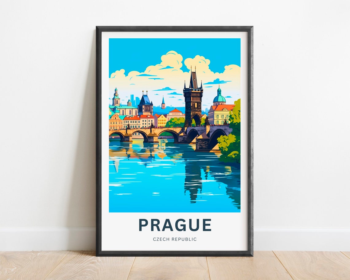 Prague Czech Republic Charles Bridge River Reflection Poster