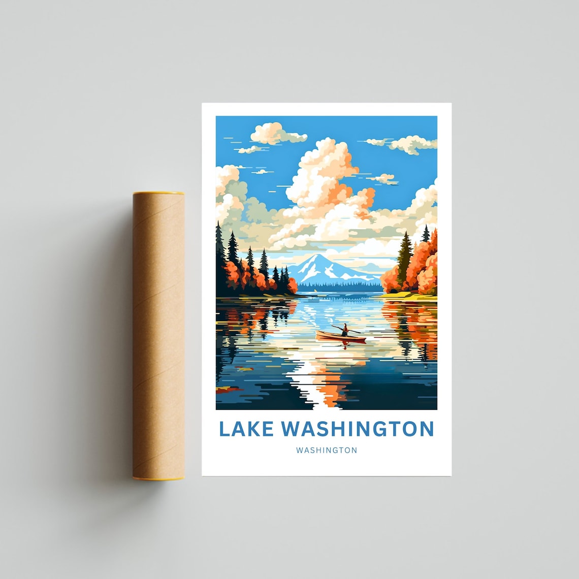 Lake Washington Washington Autumn Kayak Sunset Lake View Poster - Image 4