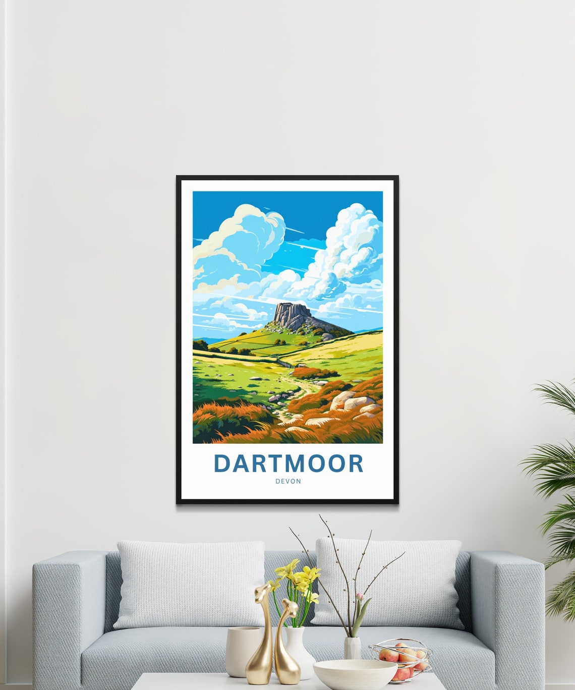 Dartmoor Devon Granite Tor and Winding Path Through Open Moor Poster - Image 3