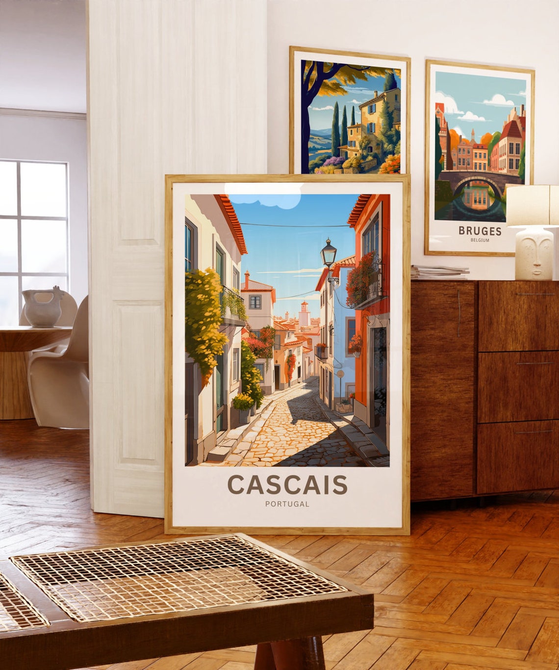 Personalized Cascais Portugal Old Town Street Custom Travel Poster - Image 5