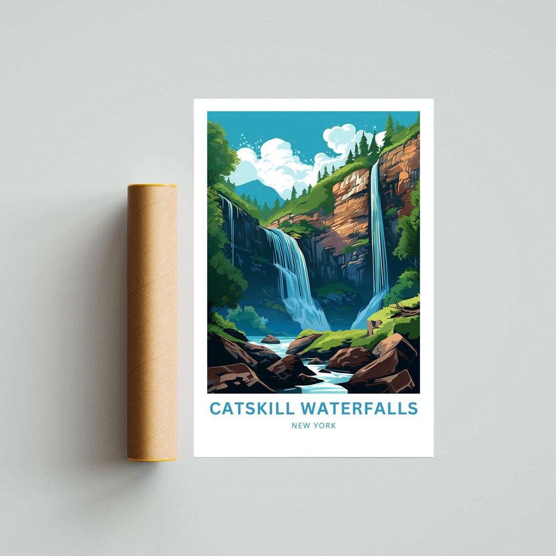 Catskill Waterfalls Travel Poster, New York Wall Art - Image 4