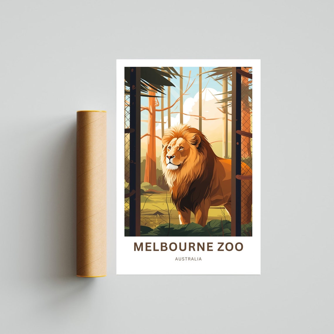 Personalized Melbourne Zoo Australia Lion Custom Text Poster - Image 4