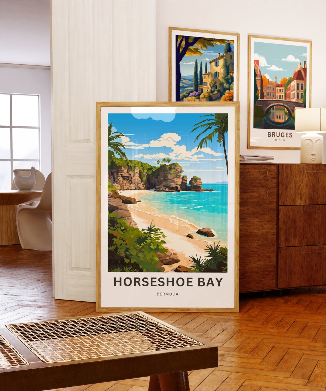 Horseshoe Bay Bermuda Tropical Cove Lush Palm Day Travel Poster - Image 5