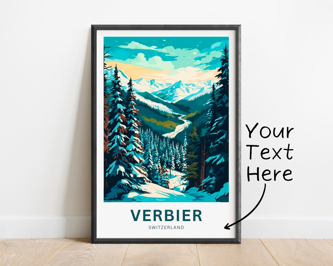 Verbier Switzerland Snowy Pine Forest Winter Personalized Poster