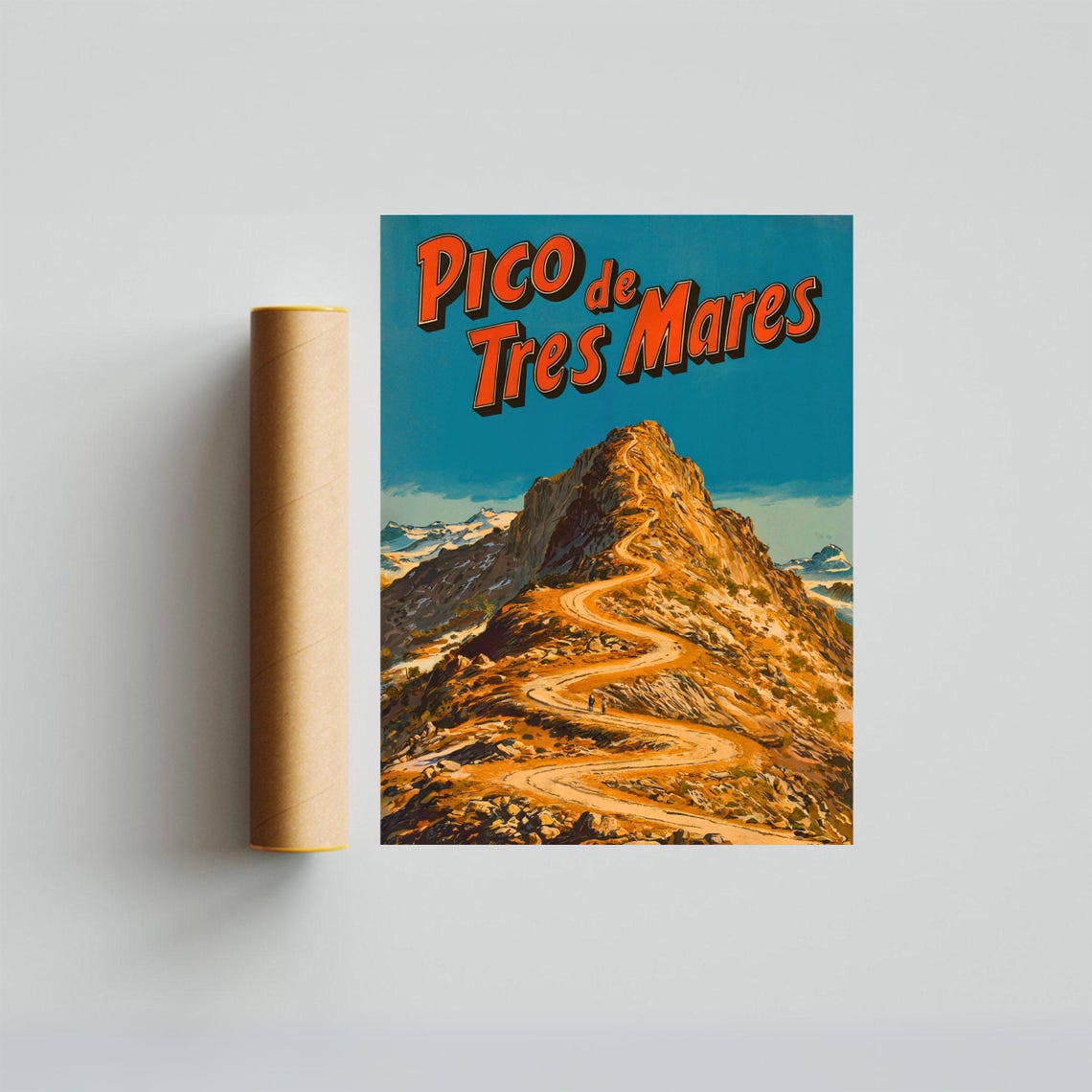 Pico de Tres Mares Vintage Mountain Peak Trail Retro Travel Poster - Image 4