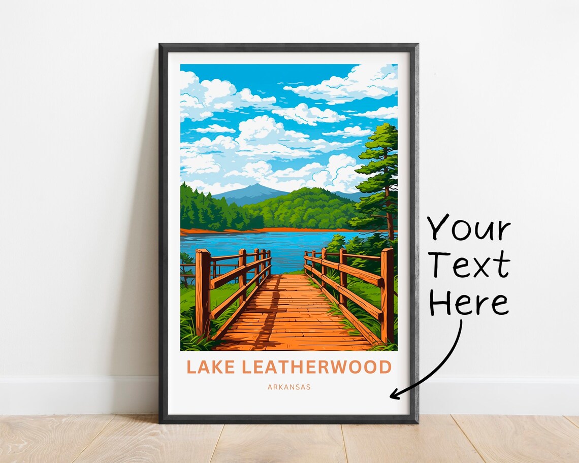 Personalized Lake Leatherwood Arkansas Boardwalk Lake Travel Poster