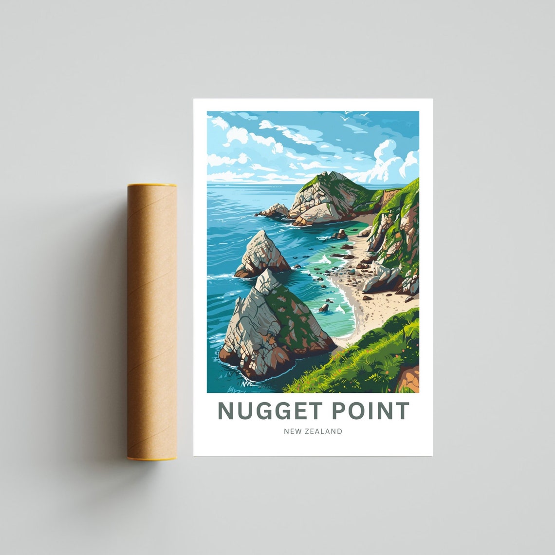 Personalized Nugget Point New Zealand Coast Custom Text Poster - Image 4