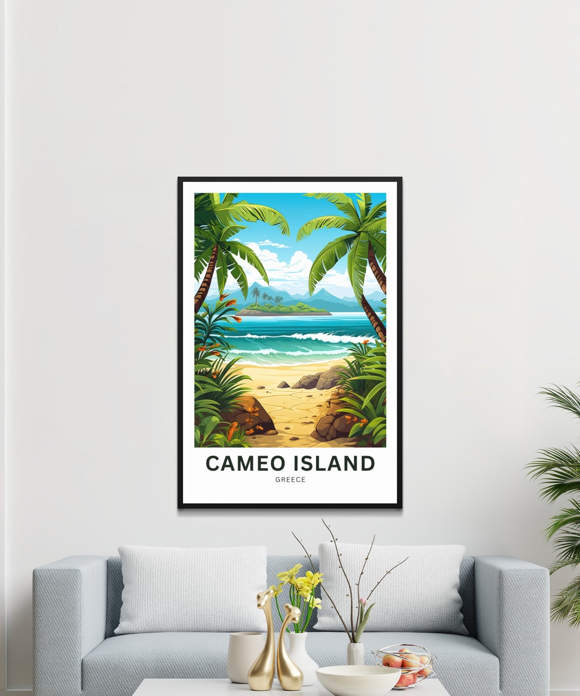 Cameo Island Greece Personalized Palm Beach Paradise Travel Poster - Image 3