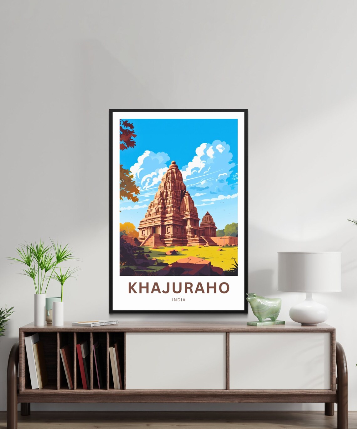 Khajuraho India Red Temple Garden Stones Custom Travel Poster - Image 2