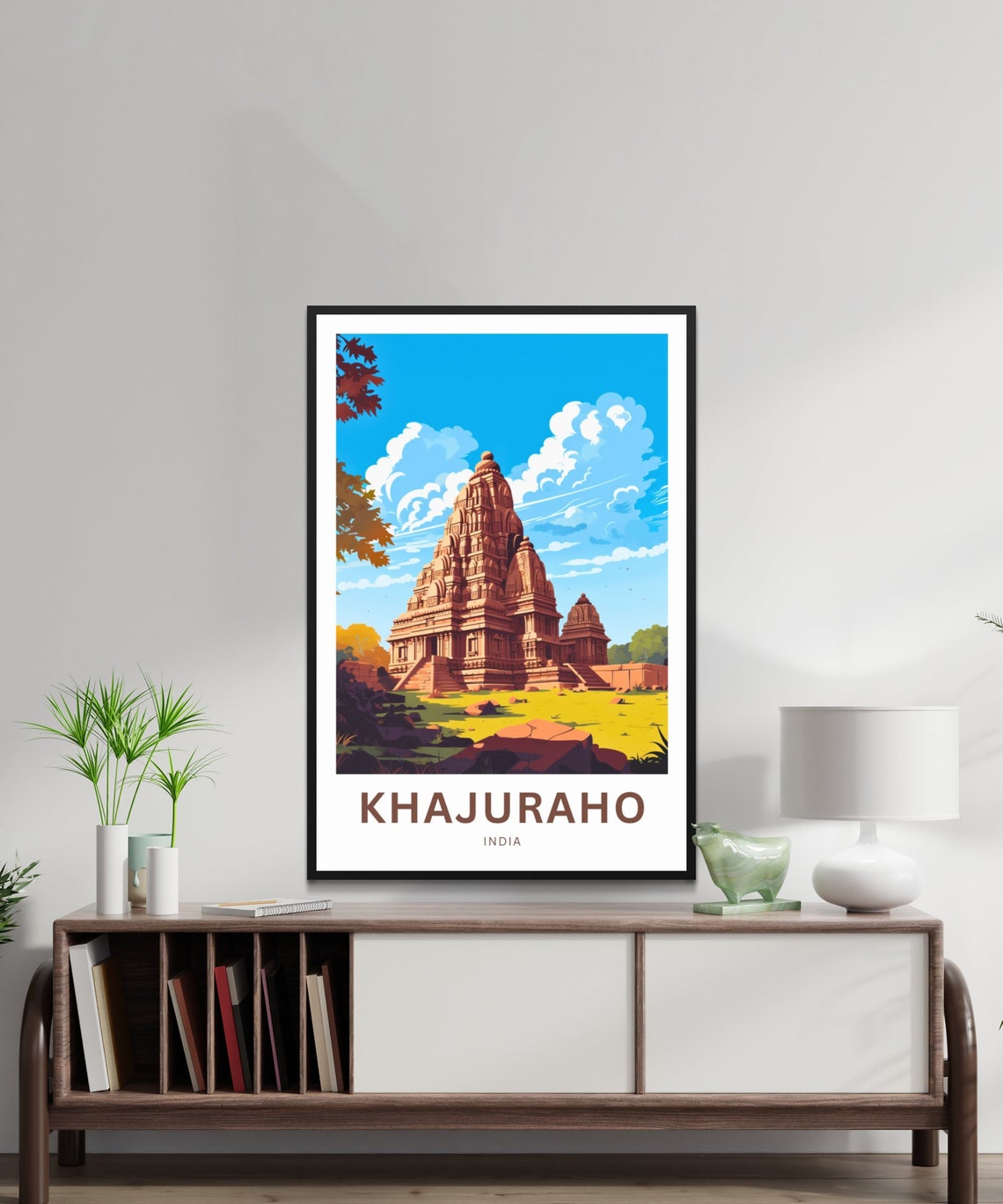 Khajuraho Temple Complex India Red Stone Garden View Travel Poster - Image 2