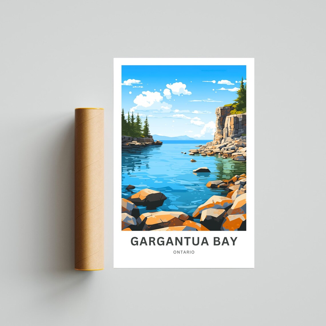 Gargantua Bay Ontario Rugged Rocky Shoreline Lake View Art Poster - Image 4